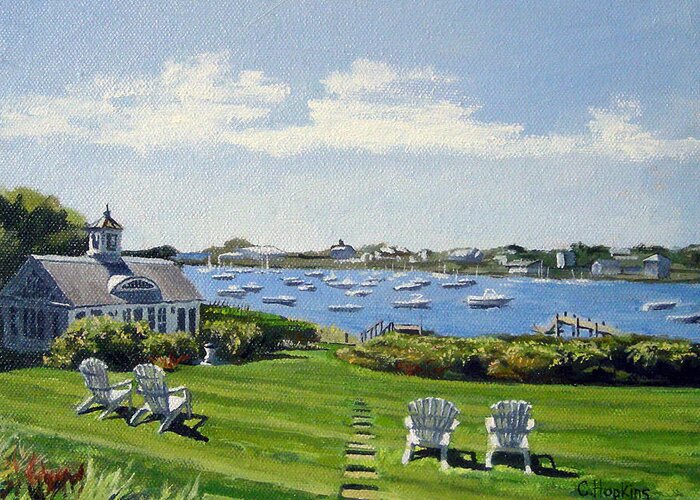 Christine Hopkins Art Greeting Card featuring the painting Wychmere Harbor Harwich Port Massachusetts Cape Cod Massachusetts by Christine Hopkins