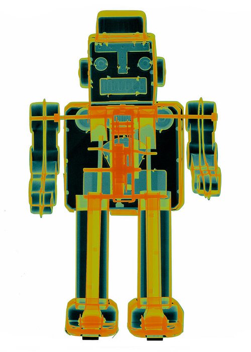 X-ray Art Greeting Card featuring the photograph X-ray Robot - 3N2O No.7 by Roy Livingston