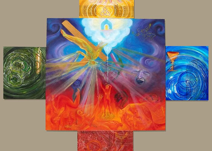 Christian Greeting Card featuring the painting Yahweh El Shaddai by Anne Cameron Cutri
