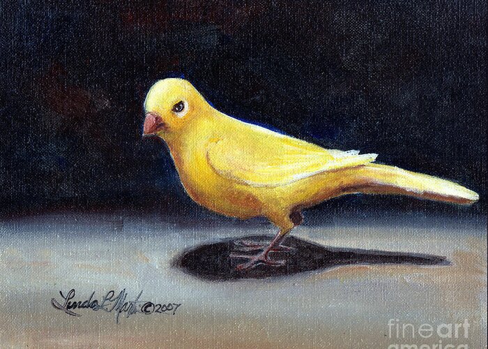 Canary Greeting Card featuring the painting Yellow Bird by Linda L Martin