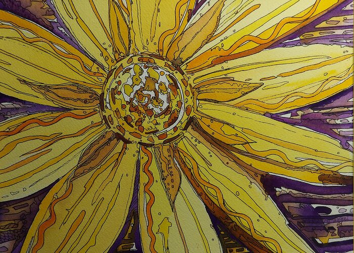 Yelow Greeting Card featuring the painting Yellow Chakra by Terry Holliday