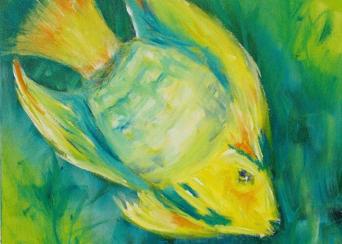 Fish Greeting Card featuring the painting Yellow Fish by Tara Moorman