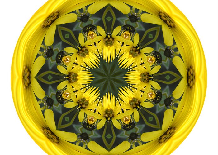 Mandala Greeting Card featuring the photograph Yellow Flower Sphere Mandala by Beth Venner
