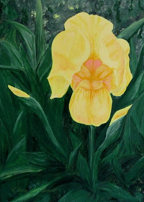 Painting Greeting Card featuring the painting Yellow Iris by Eileen Lighthawk