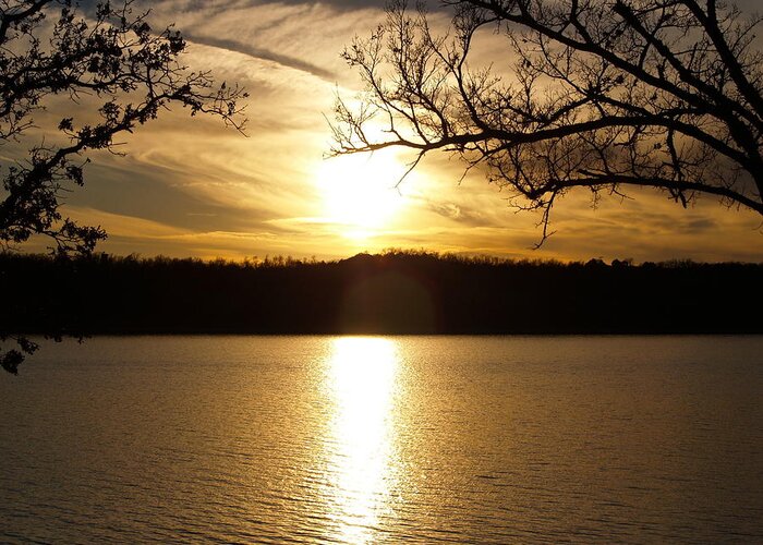 Arbuckle Lake Greeting Card featuring the photograph Yellow Sunset by John Rohloff