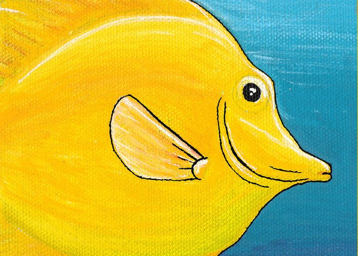 Fish Greeting Card featuring the painting Yellow Tang by Adam Johnson