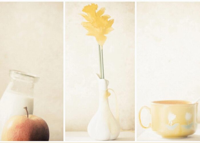 Soft Greeting Card featuring the photograph Yellow (triptych) by Delphine Devos