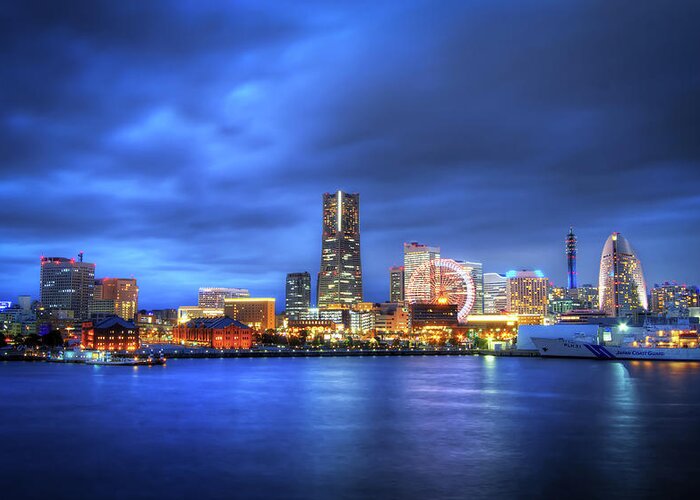 Yokohama Greeting Card featuring the photograph Yokohama Skyline by Agustin Rafael C. Reyes