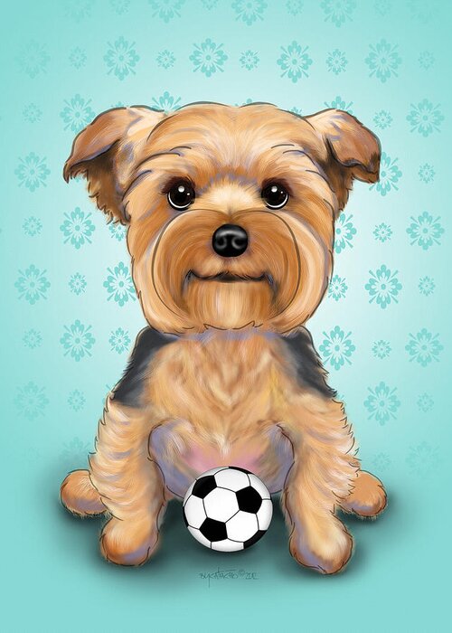 Yorkie Greeting Card featuring the mixed media Yorkie Baxter Hemenway by Catia Lee