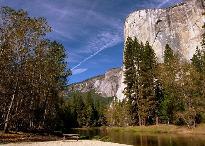El Capitan Greeting Card featuring the photograph Yosemite El Capitan River by Jeff Lowe