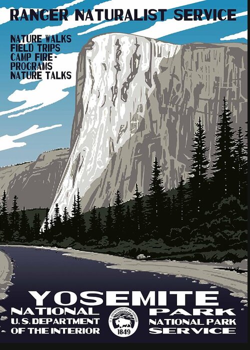 Vintage Greeting Card featuring the photograph Yosemite National Park Vintage Poster 2 by Eric Glaser