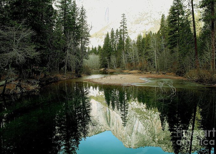 Yosemite Reflections Greeting Card featuring the photograph Yosemite Reflections -Landscape by Theresa Ramos-DuVon