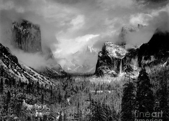  Greeting Card featuring the photograph Yosemite Valley Clearing Winterstorm 1942 by Ansel Adams