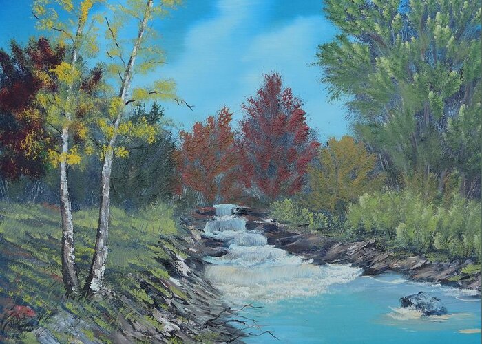 Lanscape Paintings Greeting Card featuring the painting Young Cascades by Bob Williams