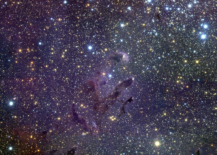 Eagle Nebula Greeting Card featuring the photograph Young Stars In Eagle Nebula by European Southern Observatory/science Photo Library