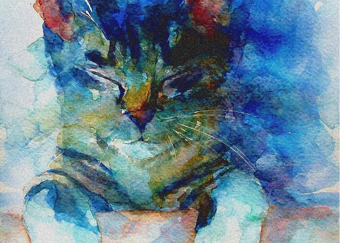 Cat Greeting Card featuring the painting You've Got A Friend by Paul Lovering