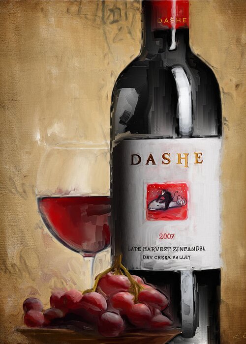 Wine Greeting Card featuring the painting Zinfandel V by Lourry Legarde