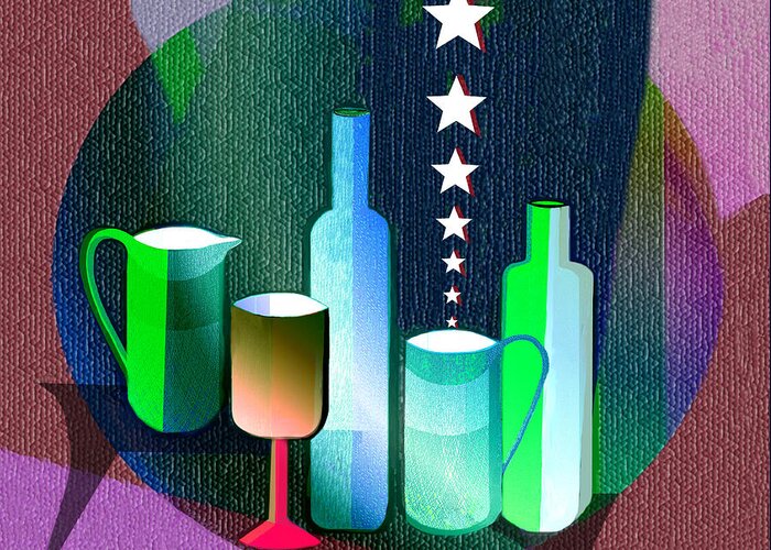 Schoendorf Greeting Card featuring the digital art 647 - Bottles and stars  by Irmgard Schoendorf Welch
