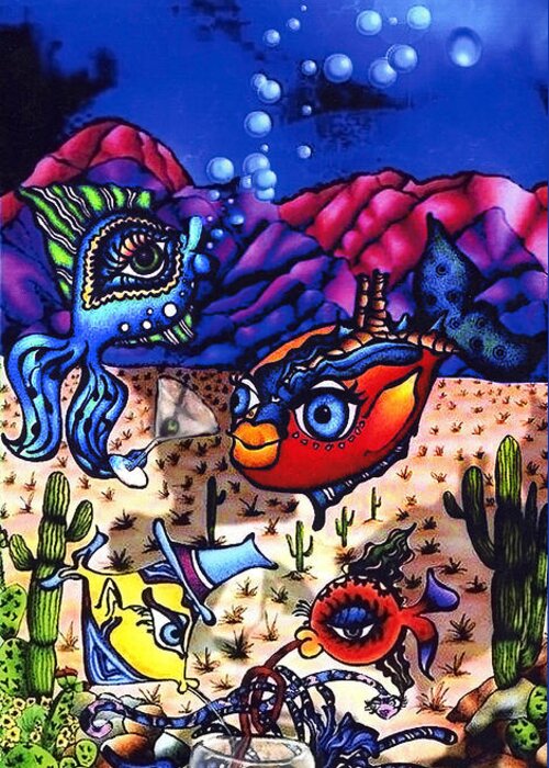 1 Cartoon Greeting Card featuring the digital art Pacifica in the Desert by Atheena Romney