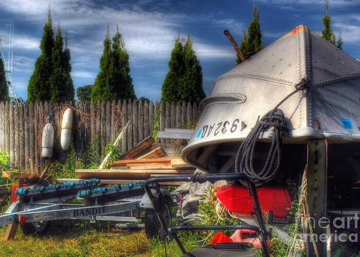 Boat Greeting Card featuring the photograph The Boatyard by Joann Vitali