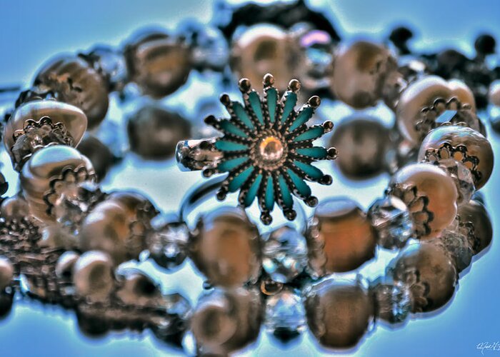  Greeting Card featuring the photograph 0004 Turquoise and Pearls by Michael Frank Jr