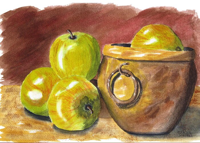 Apple Greeting Card featuring the painting An Apple A Day #1 by Richard Stedman