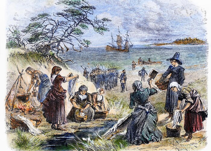 1620 Greeting Card featuring the photograph Cape Cod: Pilgrims #1 by Granger
