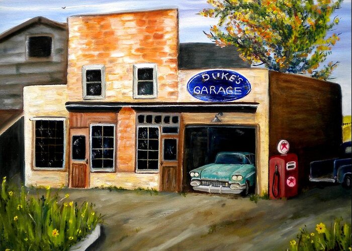 Garage Greeting Card featuring the photograph Duke's Garage #1 by Renate Wesley