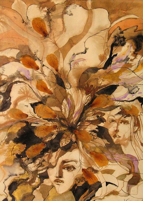 Woman Greeting Card featuring the painting Fall by Valentina Plishchina
