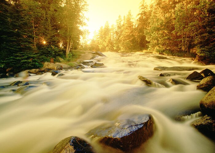 Autumn Colors Greeting Card featuring the photograph Flowing Water In Rushing River #1 by Dave Reede