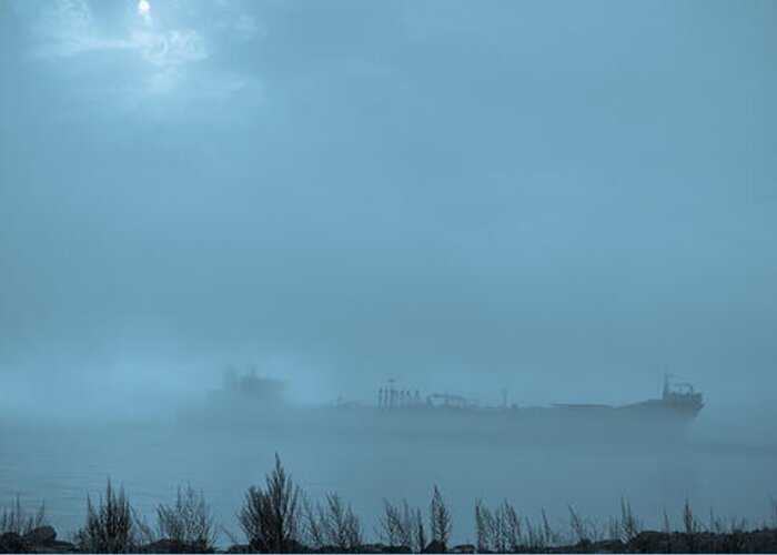 Boat Greeting Card featuring the photograph Foggy Morn #1 by David Bishop