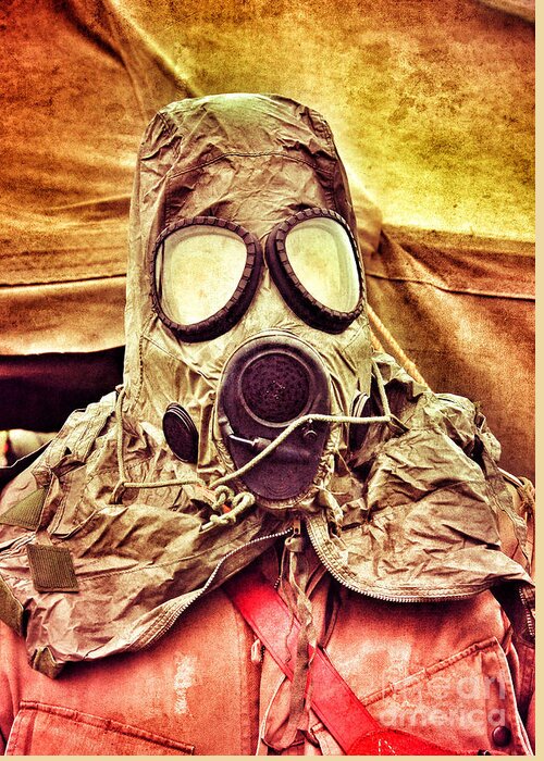 Mask Greeting Card featuring the photograph Gas Mask #1 by Jill Battaglia