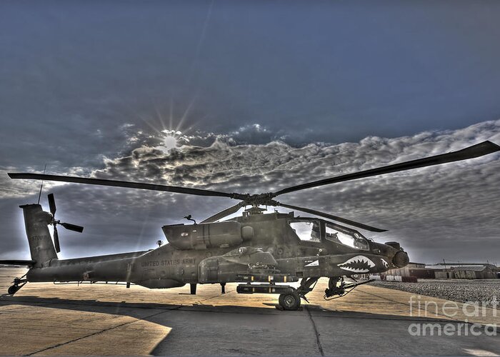 Apache Greeting Card featuring the photograph High Dynamic Range Photo Of An Ah-64d #1 by Terry Moore