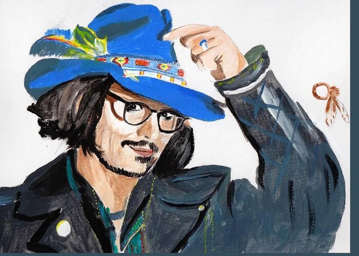 Johnny Depp Greeting Card featuring the painting Johnny Depp 3 #1 by Audrey Pollitt