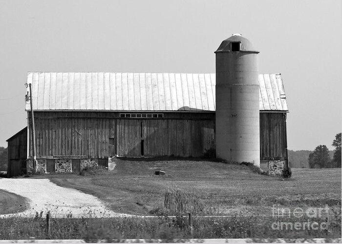 Old Barn And Silo Greeting Card featuring the photograph Old Barn and Silo #2 by Pamela Walrath