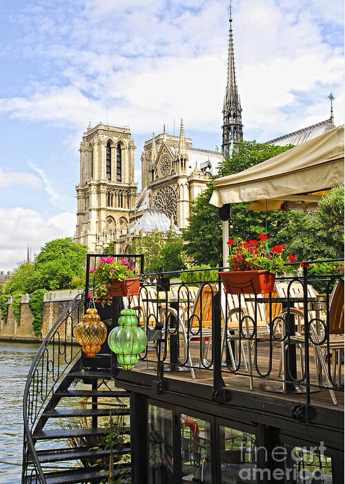 Notre Greeting Card featuring the photograph Restaurant on Seine 2 by Elena Elisseeva