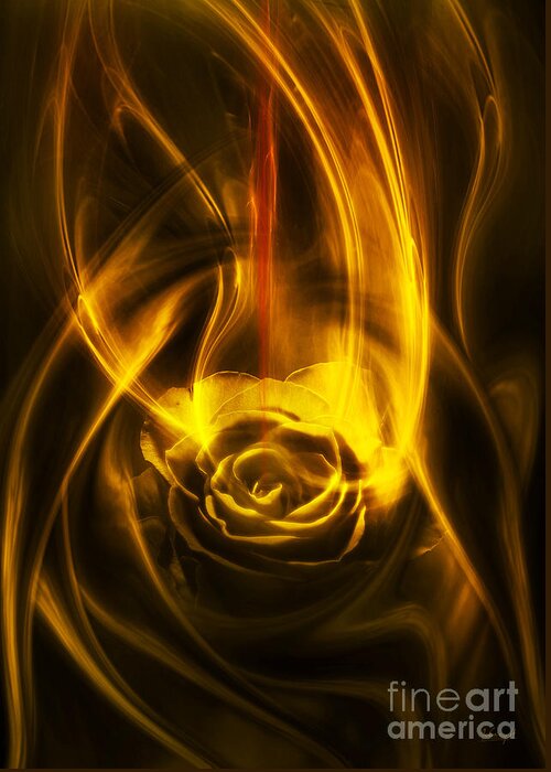 Rose Greeting Card featuring the digital art Rose with red flow #1 by Johnny Hildingsson