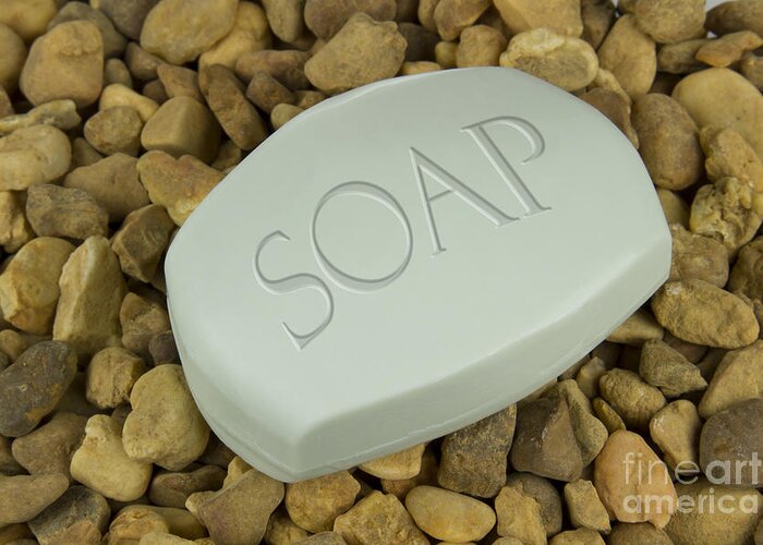 Soap Bar Greeting Card featuring the photograph Soap Bar on stones background #1 by Blink Images