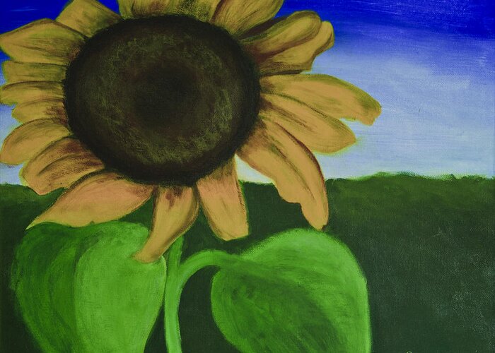 Sunflower Greeting Card featuring the painting Solo Sunflower #1 by Roxanne Weber