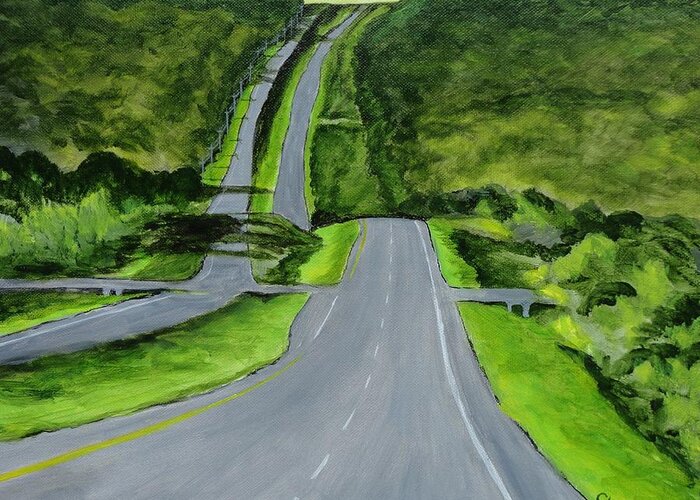  Greeting Card featuring the painting South bound Ronald Reagan Blvd #1 by Manny Chapa
