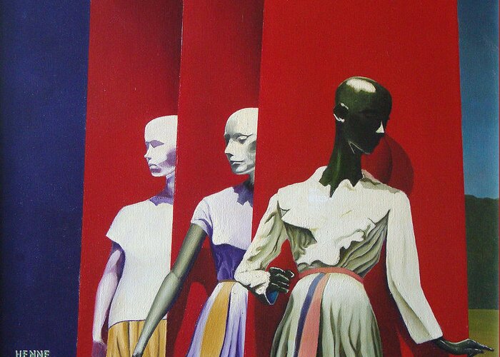 Manikins Greeting Card featuring the painting The Awakening by Robert Henne