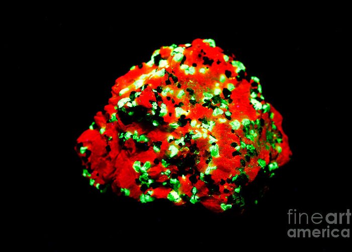 Franklinite Greeting Card featuring the Willemite In Uv Light #1 by Ted Kinsman