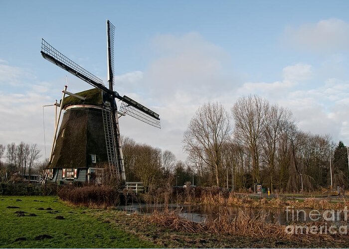 Amsterdam Greeting Card featuring the digital art Windmill in Amsterdam #1 by Carol Ailles