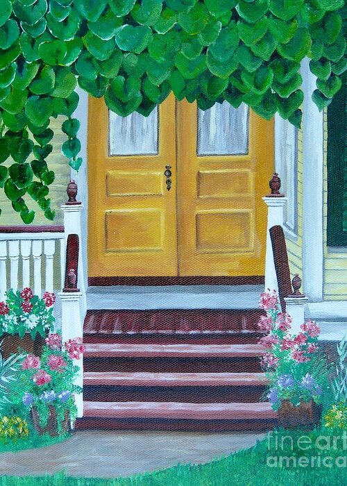 Victorian House Greeting Card featuring the painting Yellow Door #1 by Michelle Welles