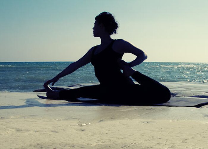 Beach Greeting Card featuring the photograph Yoga #1 by Stelios Kleanthous
