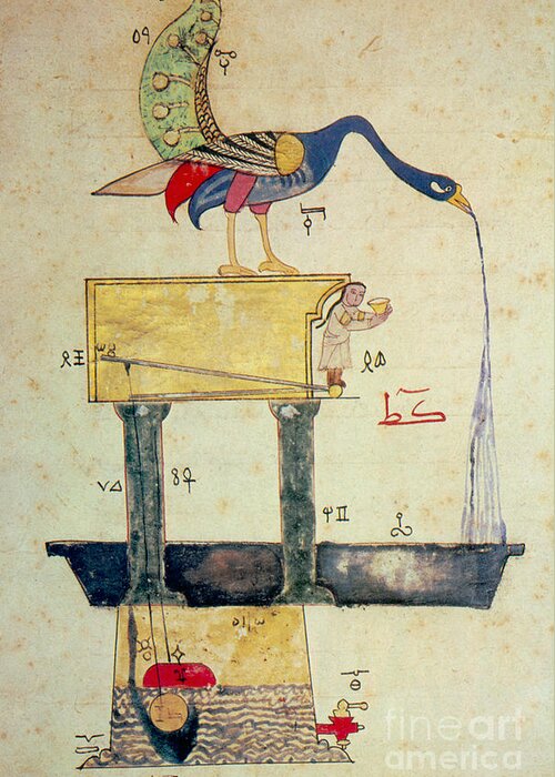 Illustration Greeting Card featuring the photograph 14th Century Egyptian Invention by Science Source