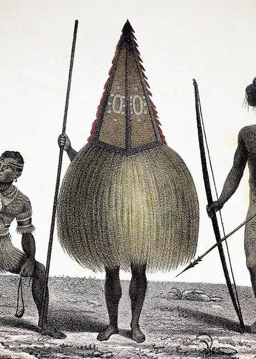 19th Century Greeting Card featuring the photograph 1827 New Ireland Native Sprit Costume Png by Paul D Stewart