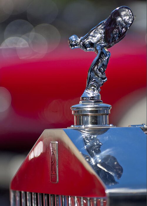 1933 Rolls-royce Greeting Card featuring the photograph 1933 Rolls-Royce Hood Ornament by Jill Reger