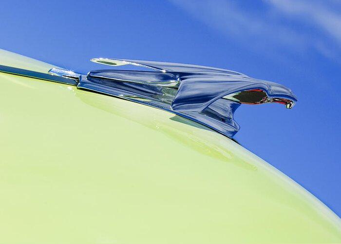 1953 Chevrolet Pickup Greeting Card featuring the photograph 1953 Chevrolet Pickup Hood Ornament by Jill Reger