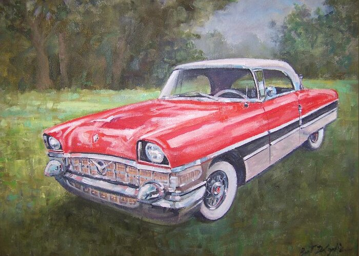  Vintage Car Greeting Card featuring the painting 1956 Packard by Bart DeCeglie